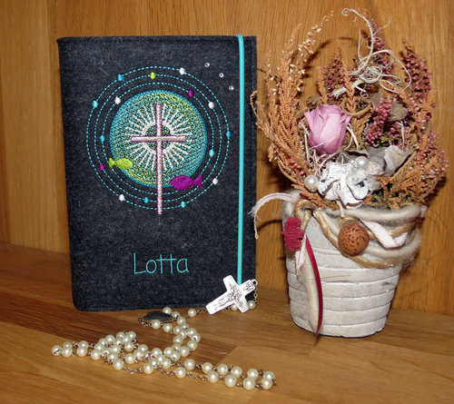 Gotteslob Einband * Strahlenkreuz * Modell Lotta * Glitzer
