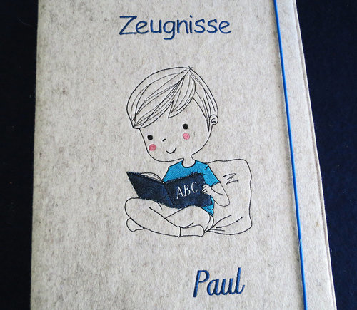 Zeugnismappe ♥♥ Junge ♥ Schulbuch ♥ Wollfilz