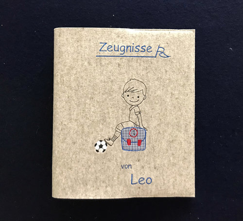 Zeugnismappe ♥♥ Junge ♥ Wollfilz ♥ Fußball