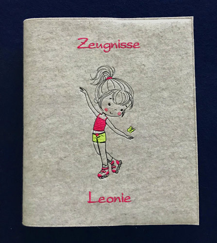 Zeugnismappe ♥♥ ♥♥ Modell Leonie ♥♥ Rollerskates / Inliner / Schmetterling