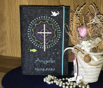Gotteslob Einband * Modell Angela * Wollfilz anthrazit * Strass