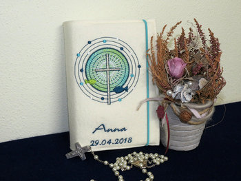 Gotteslob - Einband aus Wollfilz * Strahlenkreuz * Modell Anna *